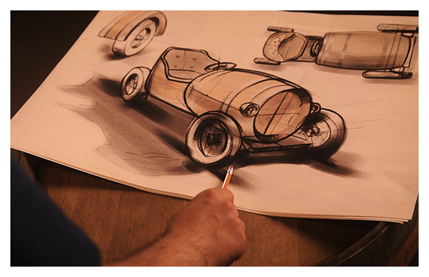 Fassbrause Mobil auf Papier gezeichnet