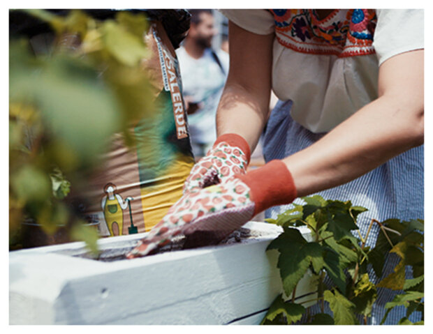 Die Erde wird gut verteilt in der Palette