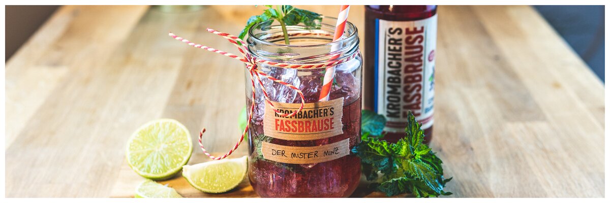 Krombacher Fassbrause Schwarze Johannisbeere mit text: Mister Minz 