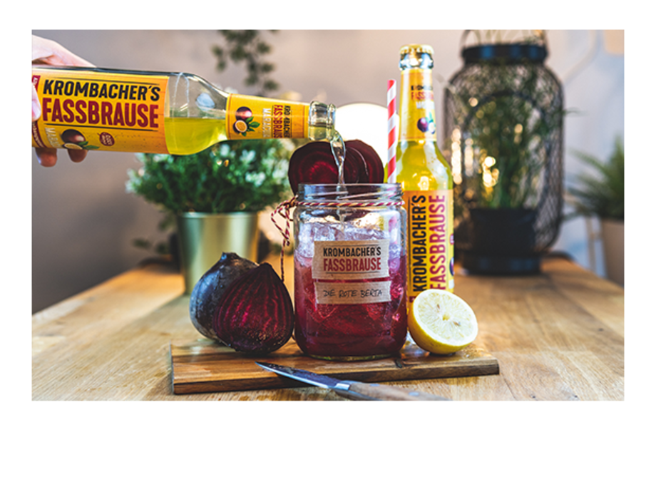 Krombacher Fassbrause Maracuja angerichtet als Cocktail
