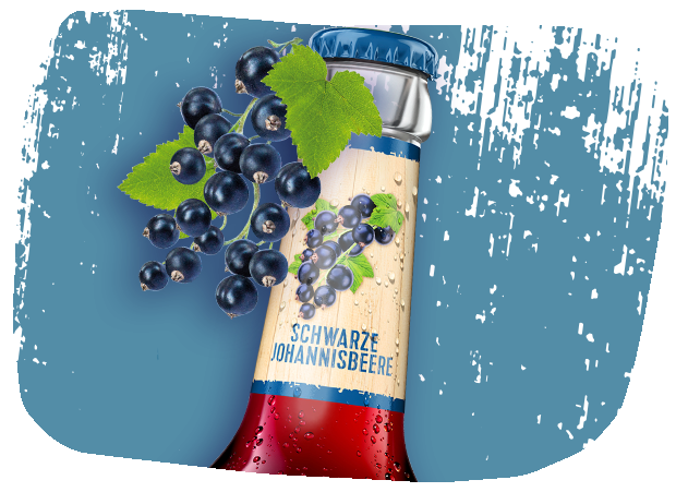 Flaschenhals der Krombacher's Fassbrause Schwarze Johannisbeere mit Johannisbeeren.